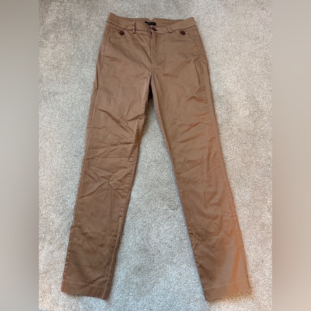 Massimo Dutti Pants Women’s Size US 2 Brown Slim Ankle Stretch Trousers Career